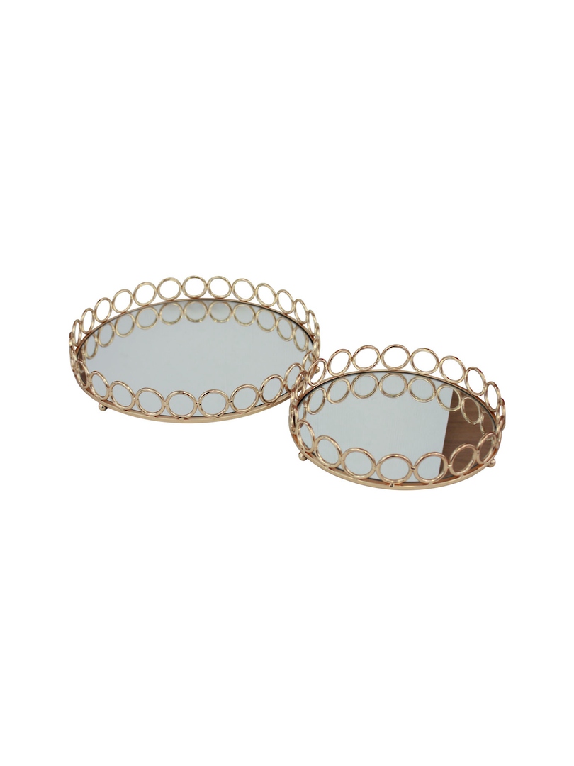 LUXE DECORATIVE ROUND TRAY WITH CIRCLE DETAIL - SET 2 image 1